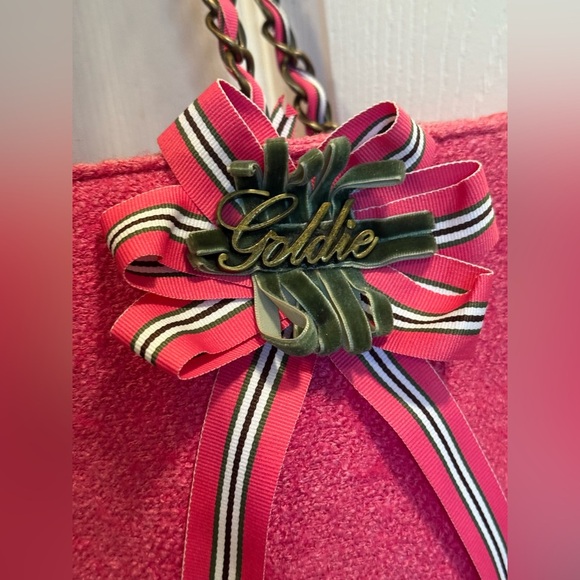 GOLDIE LIMITED EDITION Womens Purse Pink Tote Handbag Purse Pink Ribbon Chain - Picture 2 of 7